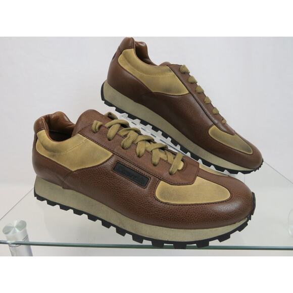 CHURCH\'S by PRADA 929 EEG027 AGED BROWN LEATHER LOGO SNEAKERS 8.5 US 9.5 ITALY main image 8